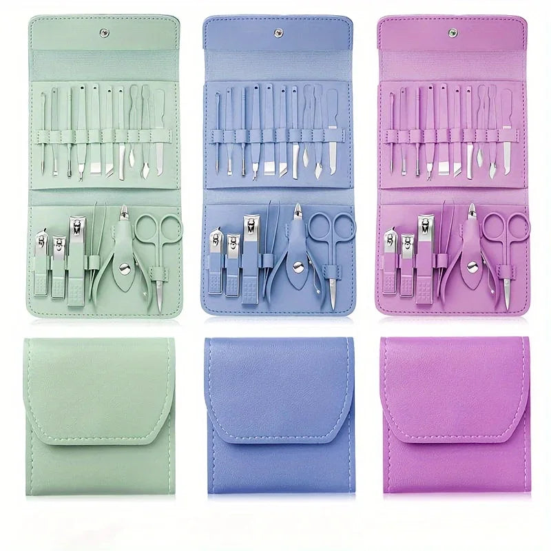 Fusion Charm 16-piece manicure and pedicure kit with nail clippers, scissors, and tools for professional nail care.