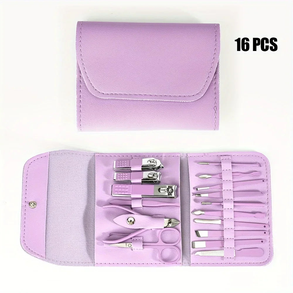 Fusion Charm 16-piece manicure and pedicure kit with nail clippers, scissors, and tools for nail grooming and care.