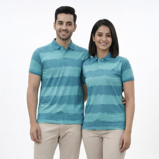 FusionCharm cotton jersey polo T-shirt for men and women, showcasing a classic fit and soft fabric in the image.