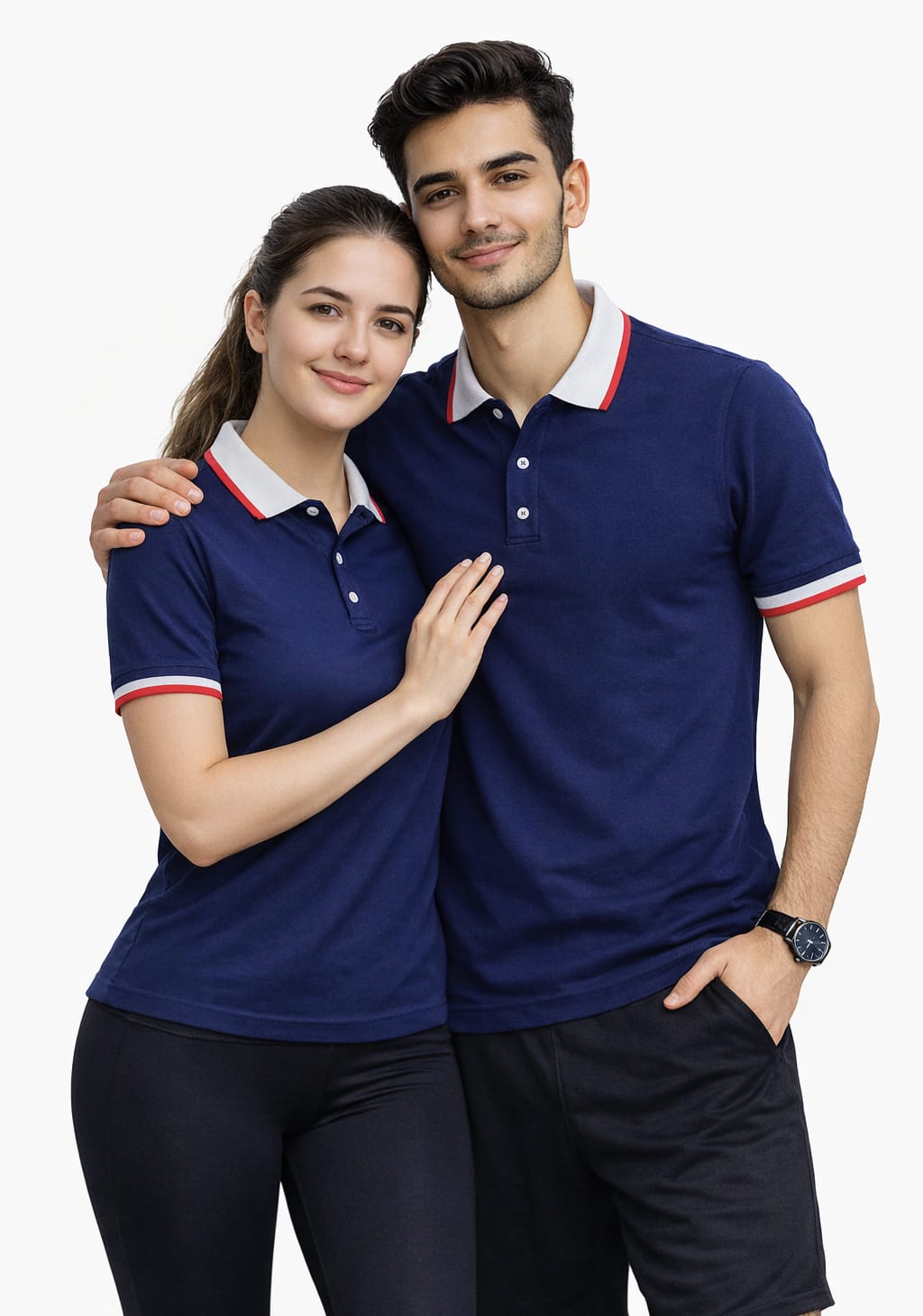 FusionCharm® premium unisex polo t-shirt displayed flat, featuring a classic collar, short sleeves, and smooth fabric in the image.
