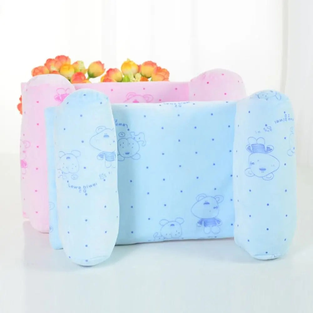 FusionCharm baby head shaping pillow with neck support and anti-roll design, ideal for newborns to promote healthy head shape.
