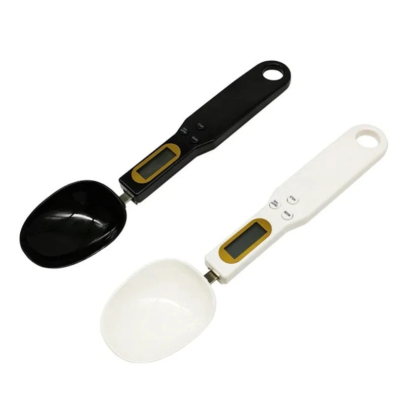 FusionCharm digital measuring spoon scale showing a stainless steel spoon with digital display, used for precise kitchen measurements.