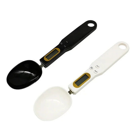 FusionCharm digital measuring spoon scale showing a stainless steel spoon with digital display, used for precise kitchen measurements.