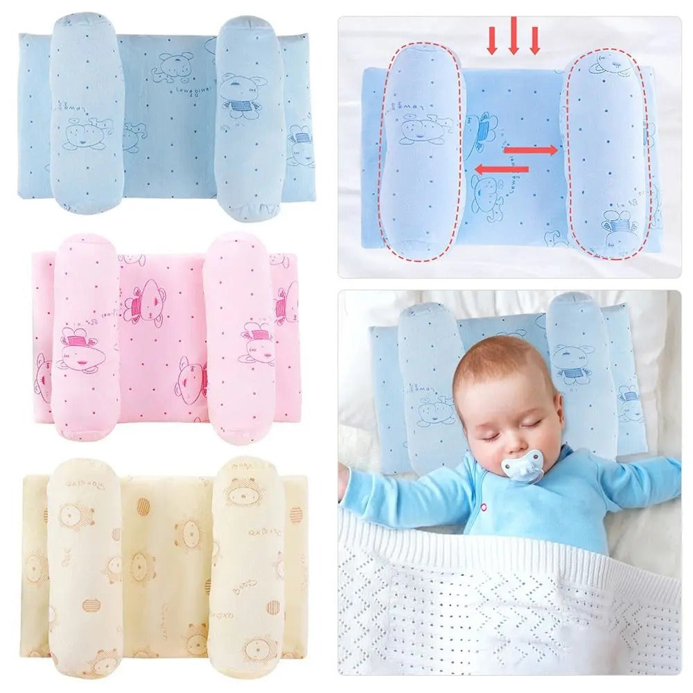 FusionCharm Baby Head Shaping Pillow with neck support, designed for newborns to prevent flat head and promote comfort.