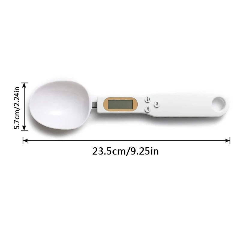 FusionCharm® digital measuring spoon scale showing a stainless steel spoon with digital display for precise kitchen measurements