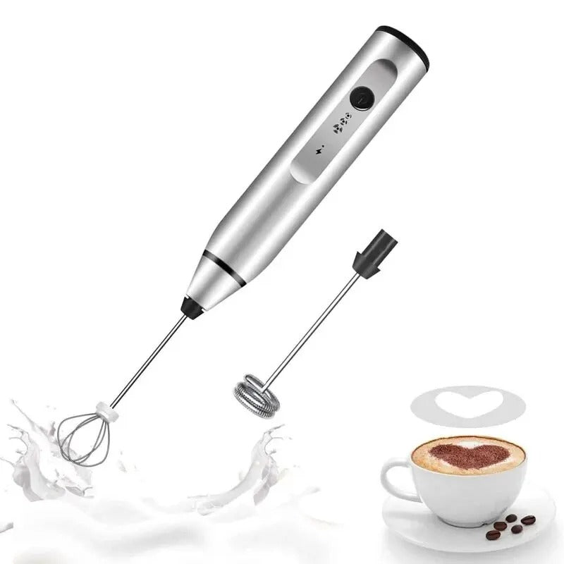 Fusion Charm 3-speed rechargeable handheld milk frother and coffee mixer with stainless steel whisk for creamy drinks.