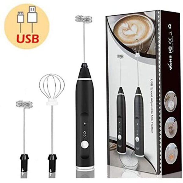 Kitchen Rechargeable Stainless Steel Hand Mixer Egg Beater Milk Frother Handheld Matcha Electric Whisk for Coffee - Image 2