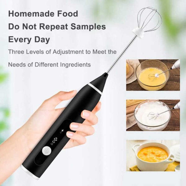 Kitchen Rechargeable Stainless Steel Hand Mixer Egg Beater Milk Frother Handheld Matcha Electric Whisk for Coffee - Image 3