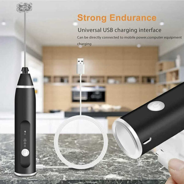 Kitchen Rechargeable Stainless Steel Hand Mixer Egg Beater Milk Frother Handheld Matcha Electric Whisk for Coffee - Image 6